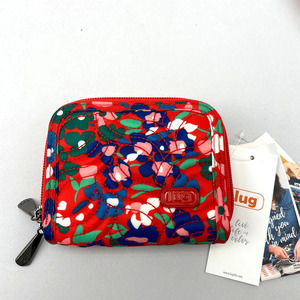 Lug Splits Wallet Wildflower Poppy Compact RFID Zip Around Lightweight NWT